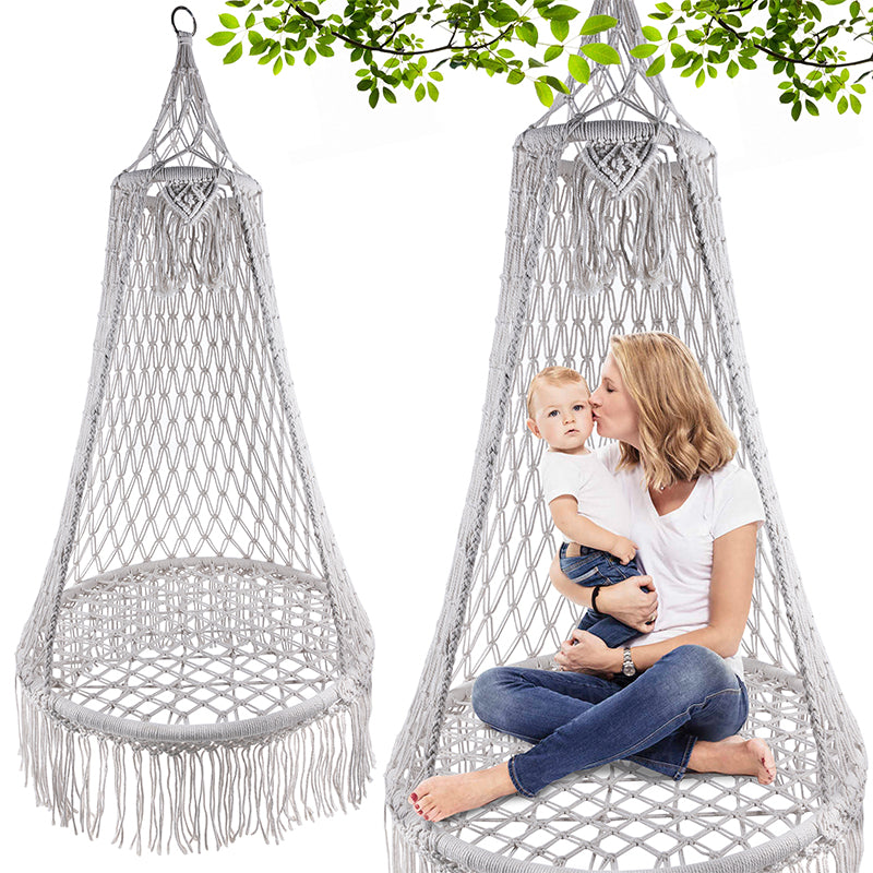 (DL) Scaun rotund,tip leagan suspendat, model cuib, 80x140cm, maxim 120kg, bej - 3