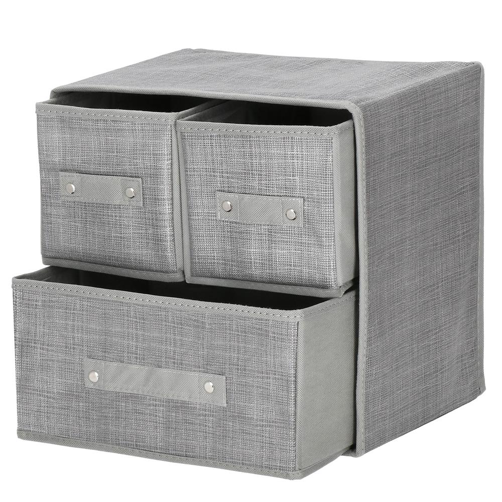 Organizator dulap tip lada cu 3 sertare, Sersimo, gri
