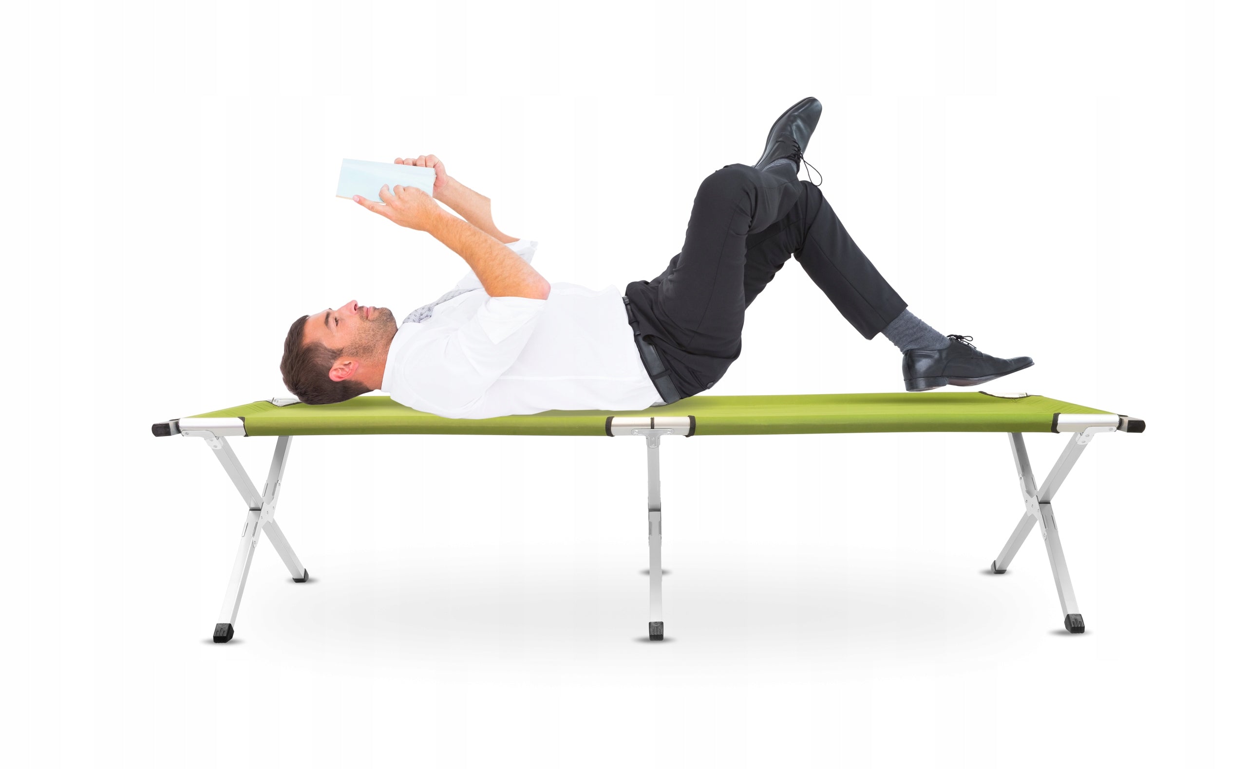 Pat pliant pentru camping, structura metalica, 188x70x44cm, verde