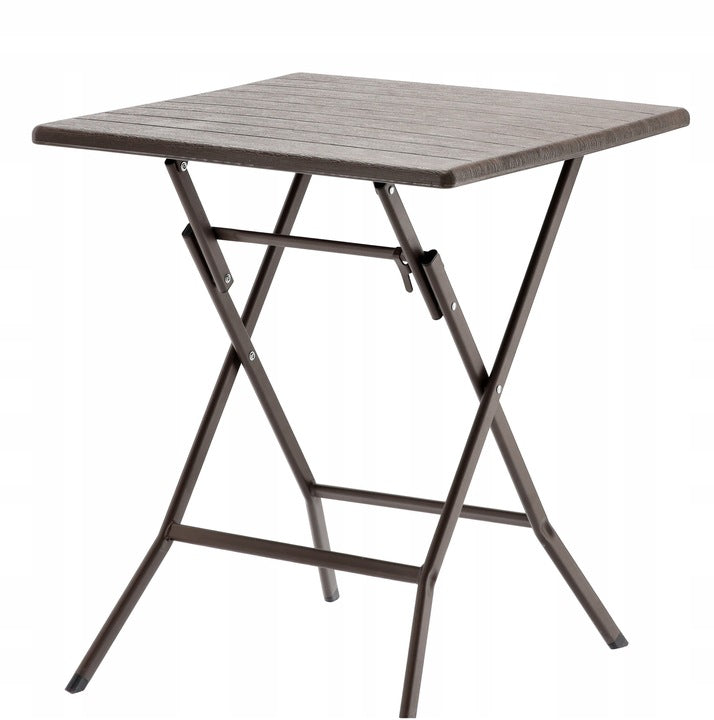 Masa de plastic pliabila, pentru gradina sau balcon, 62x62x73cm, maro imitatie lemn - 2