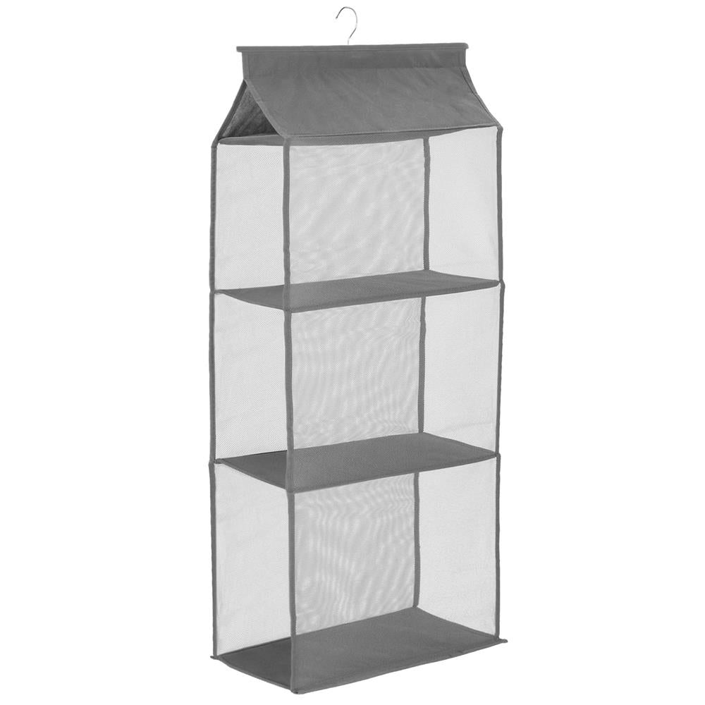 Organizator dulap posete Sersimo, 3 compartimente, textil, gri