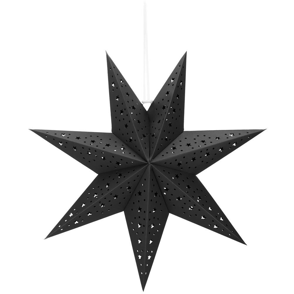 Stea decorativa 3D din hartie ajurata, 50cm, neagra