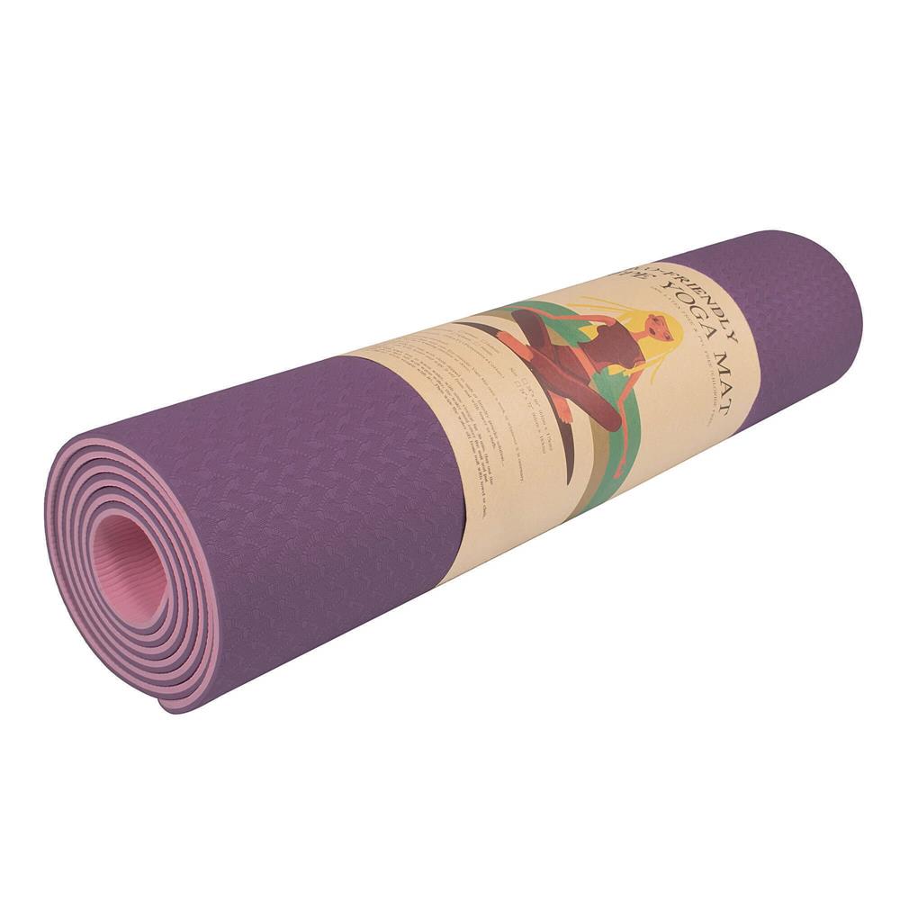Saltea pentru antrenament, yoga, fitness, aerobic, pilates, exercitii la sol, 183x61cm, violet