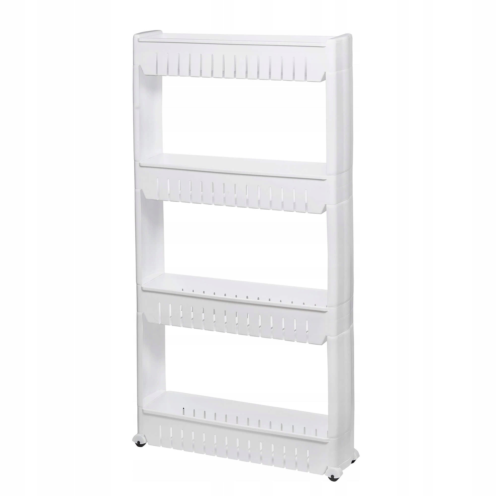 Sistem rafturi de depozitare Sersimo HA111 cu roti pentru bucatarie sau baie cu 4 polite, alb
