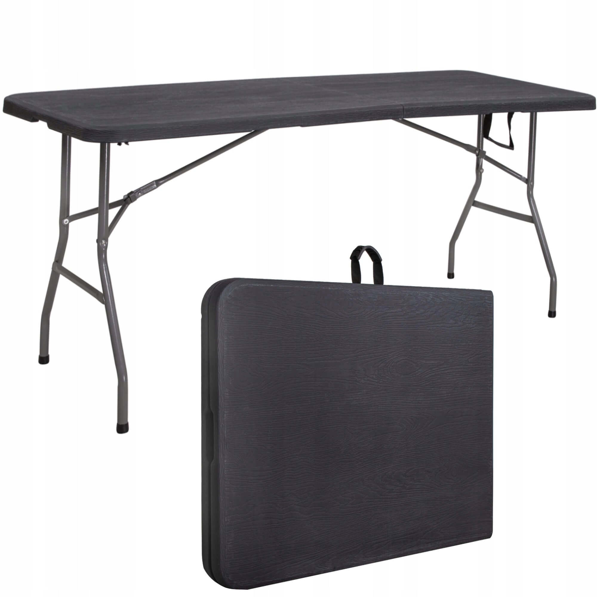 Masa dreptunghiulara pliabila multifunctionala, 1.8 m x 0.75 m x 0.75 m, neagra
