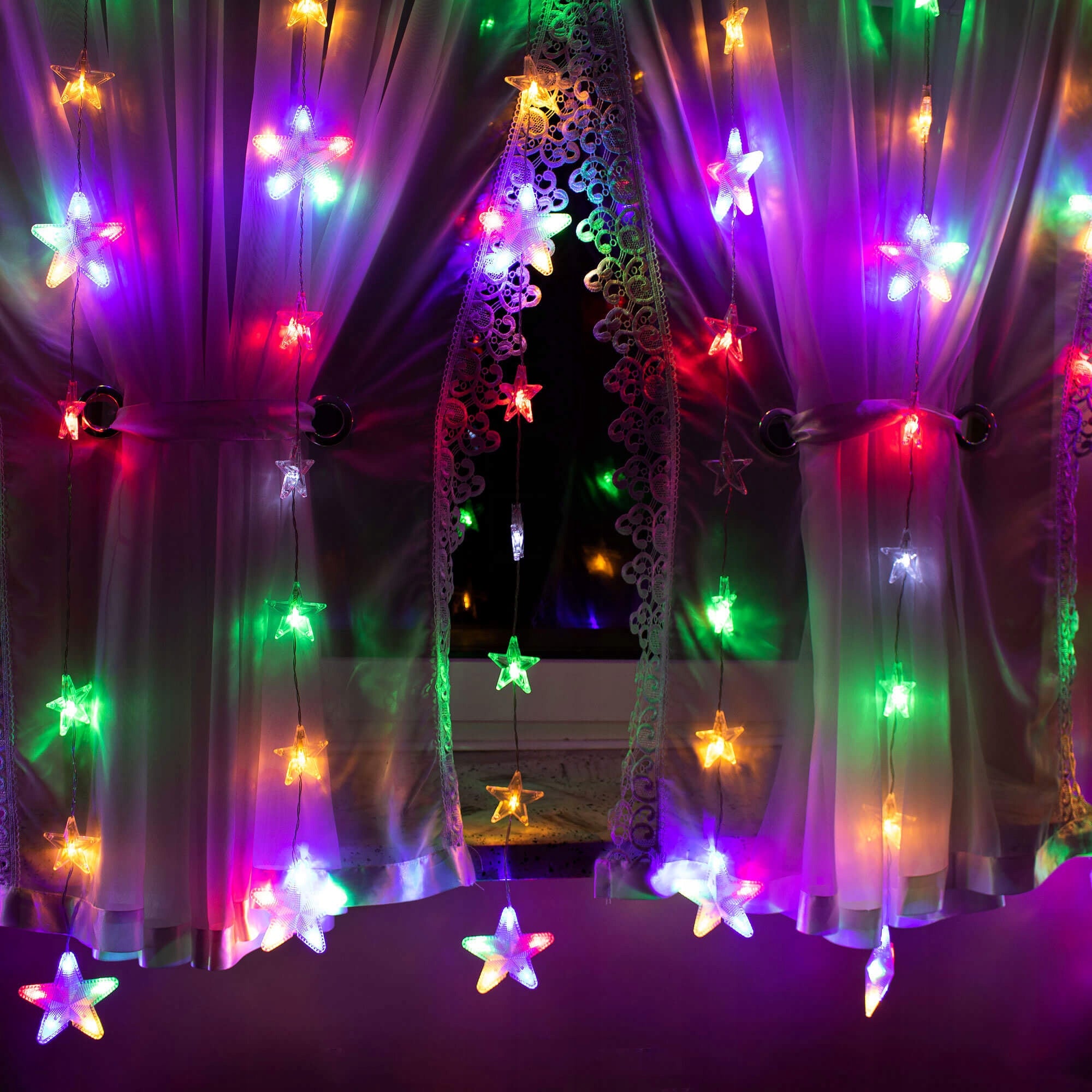 Instalatie lumina tip perdea cu 180 LED-uri, 2m, pentru interior/exterior, iluminare multicolor