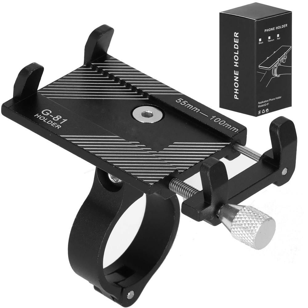 Suport de telefon pentru bicicleta, motocicleta, scuter, trotineta, din aluminiu, negru