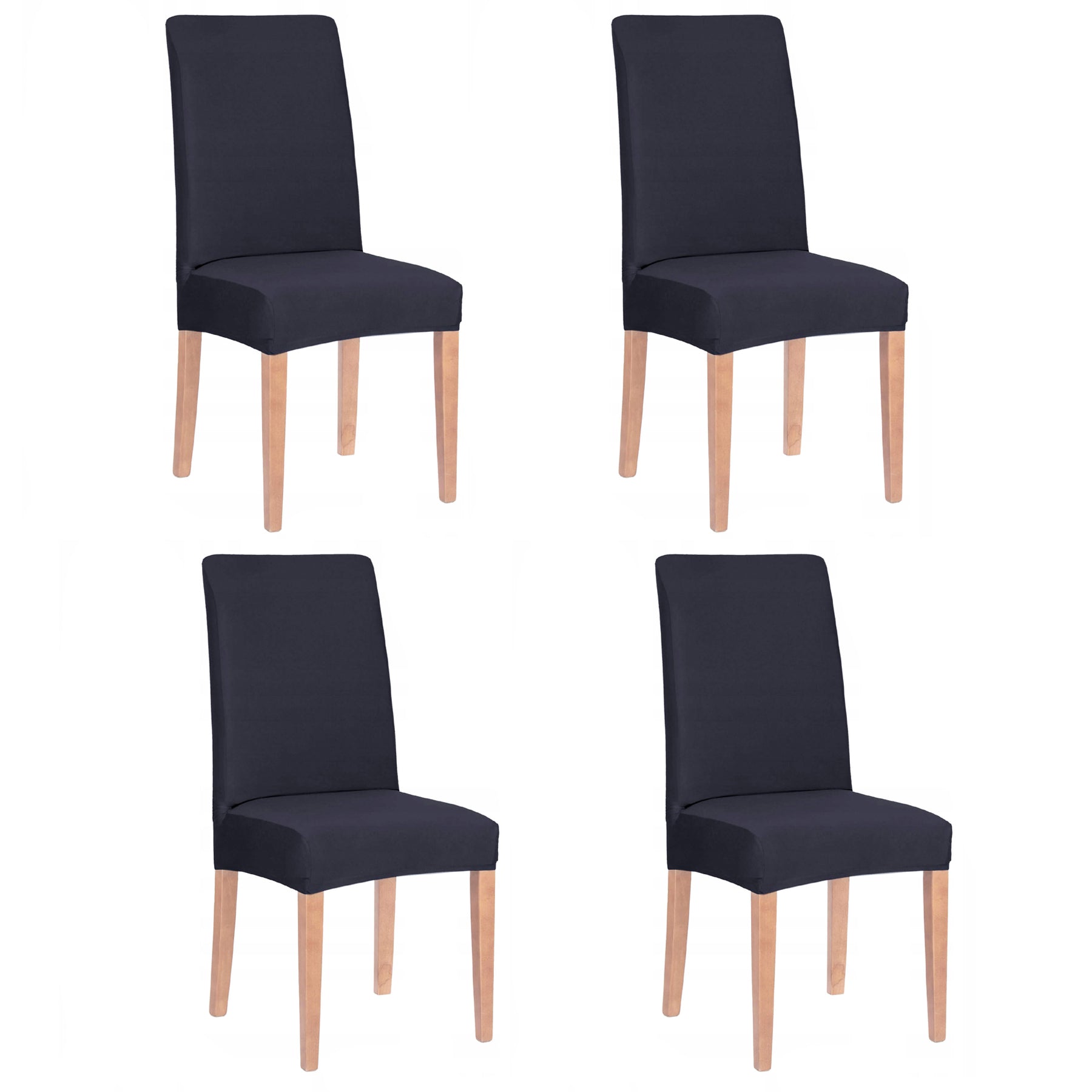 Set 4 huse universale pentru scaun, marime universala, poliester si spandex, 45 cm x 60 cm, bleumarin inchis