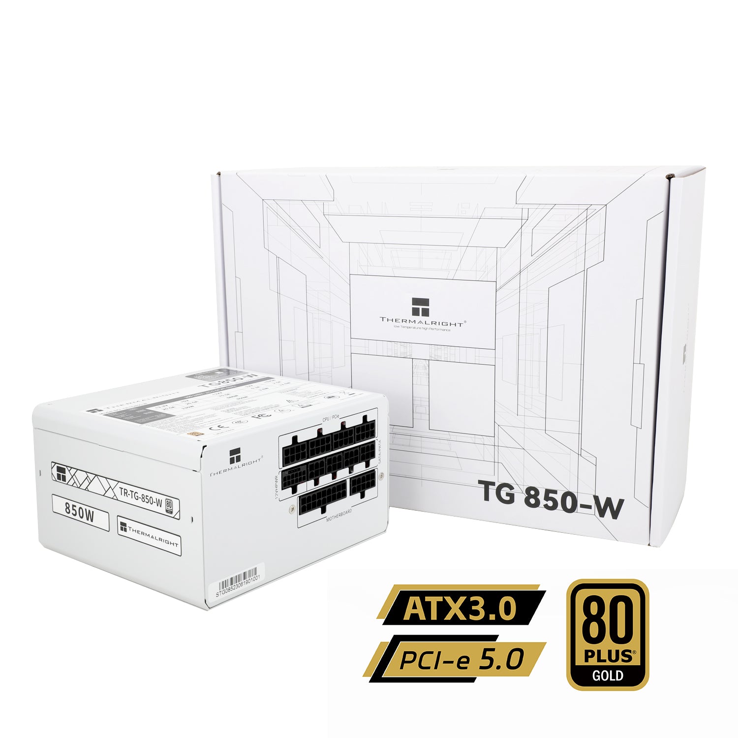 SURSA Thermalright "TR-KG850W", 850W, certificare 80 Plus Gold, modular, LLC, DC to DC, fan 120mm, alb, "TR-KG850W"
