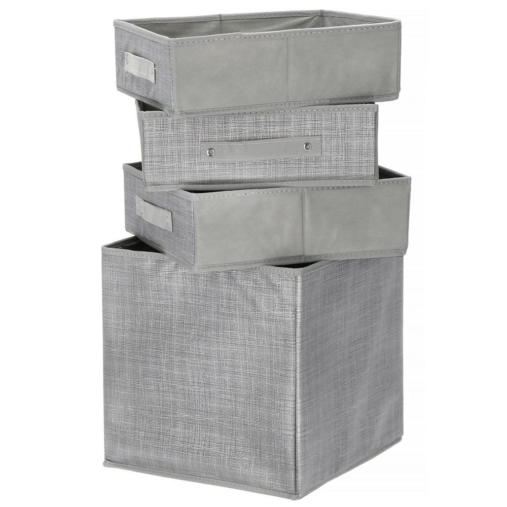 Organizator dulap tip lada cu 3 sertare, Sersimo, textil, gri