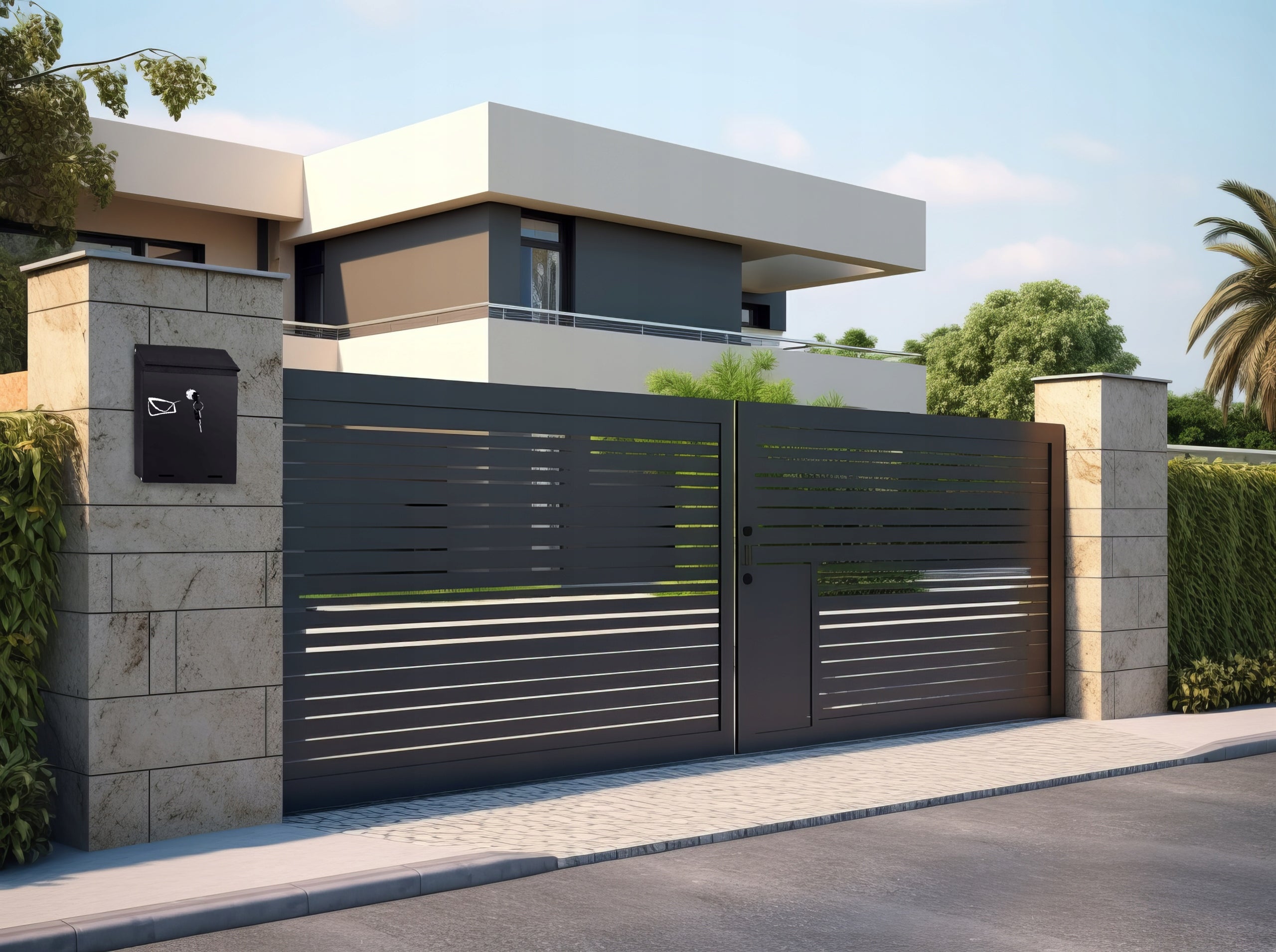 Cutie postala de exterior, pentru gard sau perete, din otel zincat, cu incuietoare, 26x6x19cm, gri inchis