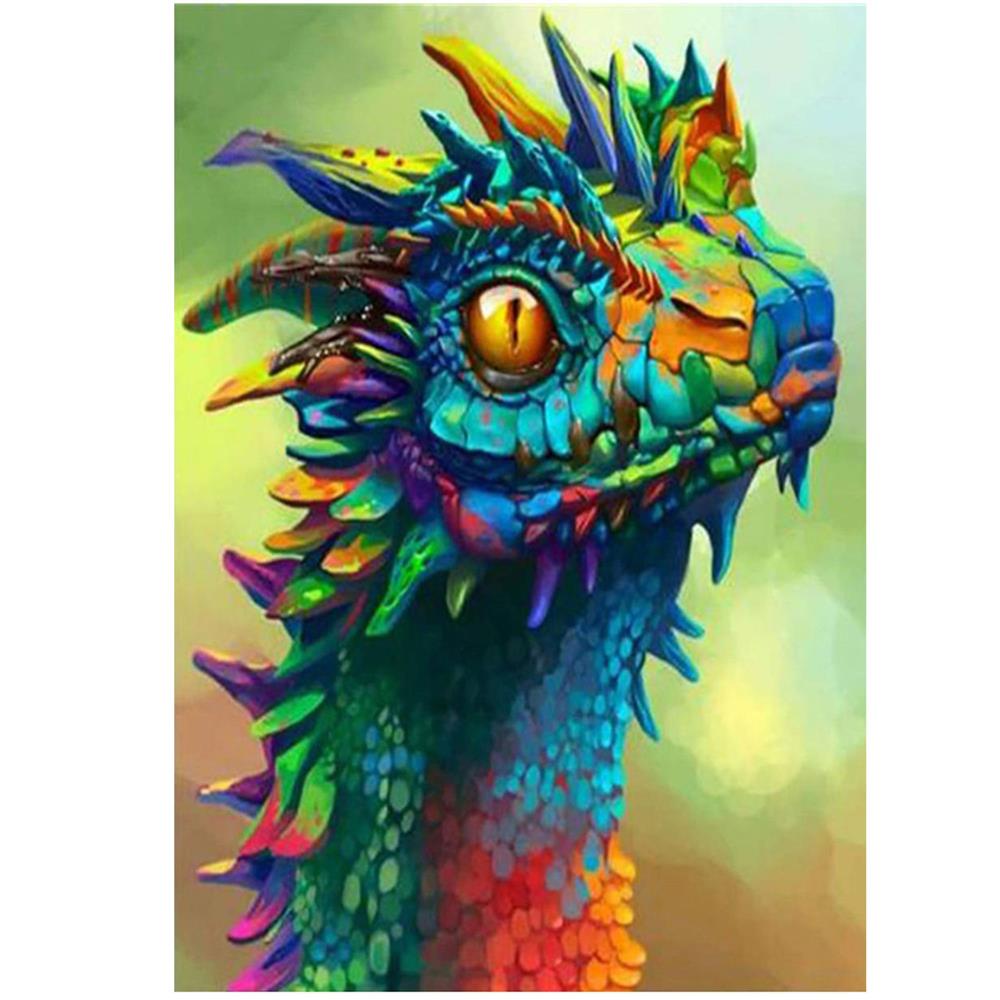Set de broderie cu diamante 5D, 30x40cm, model Cap de dragon