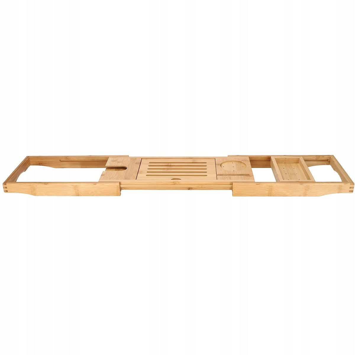 Raft cu tava pentru cada din bambus natural Sersimo 1025, extensibila, 75-111x23cm