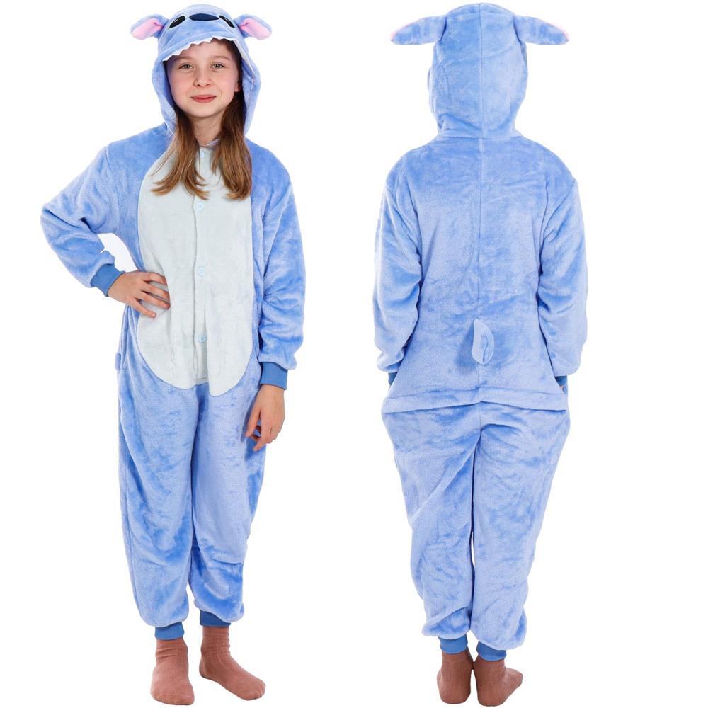 Pijama tip salopeta pentru copii, model stitch, marime 120-130cm
