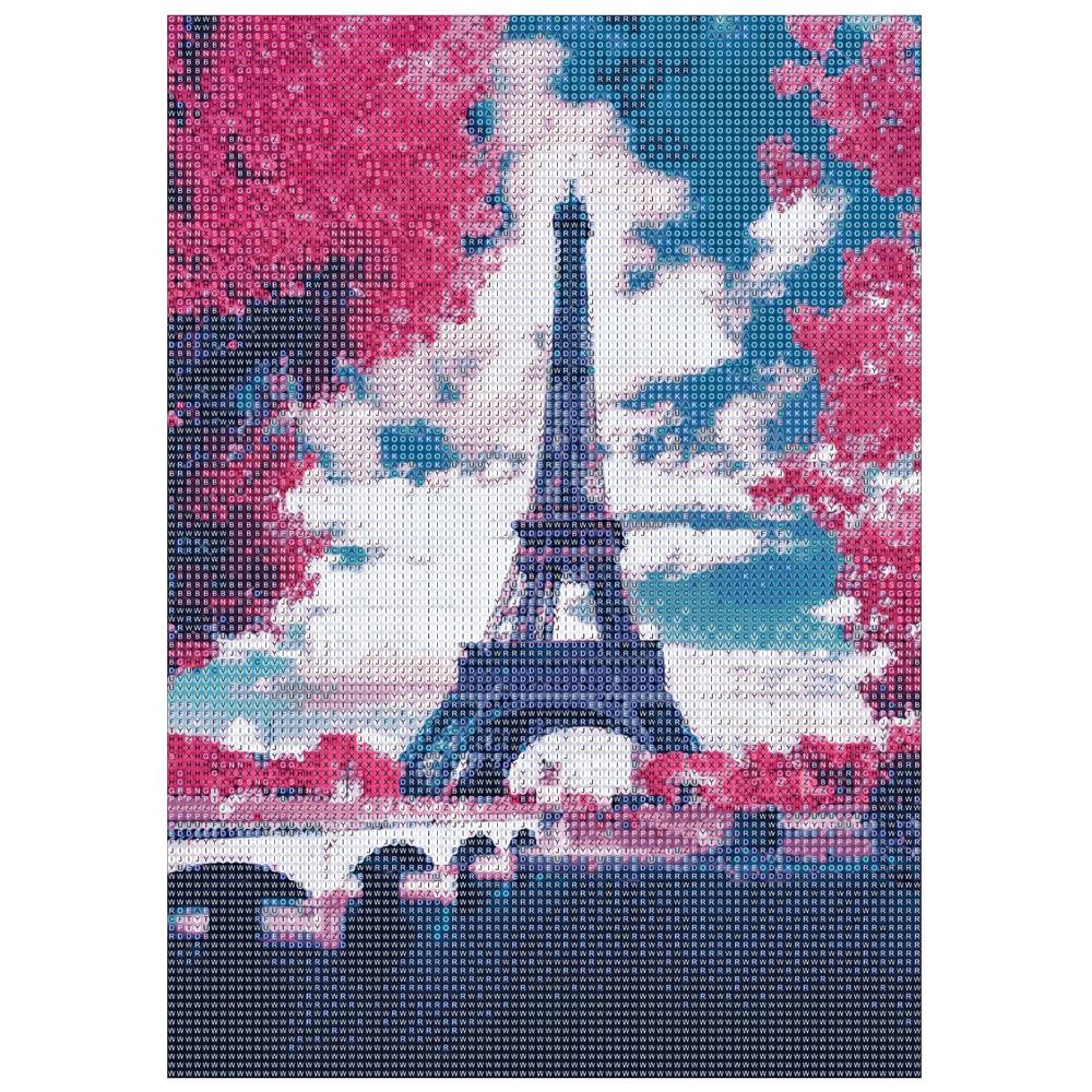 Set de broderie cu diamante 5D, 30x40cm, model Paris in roz