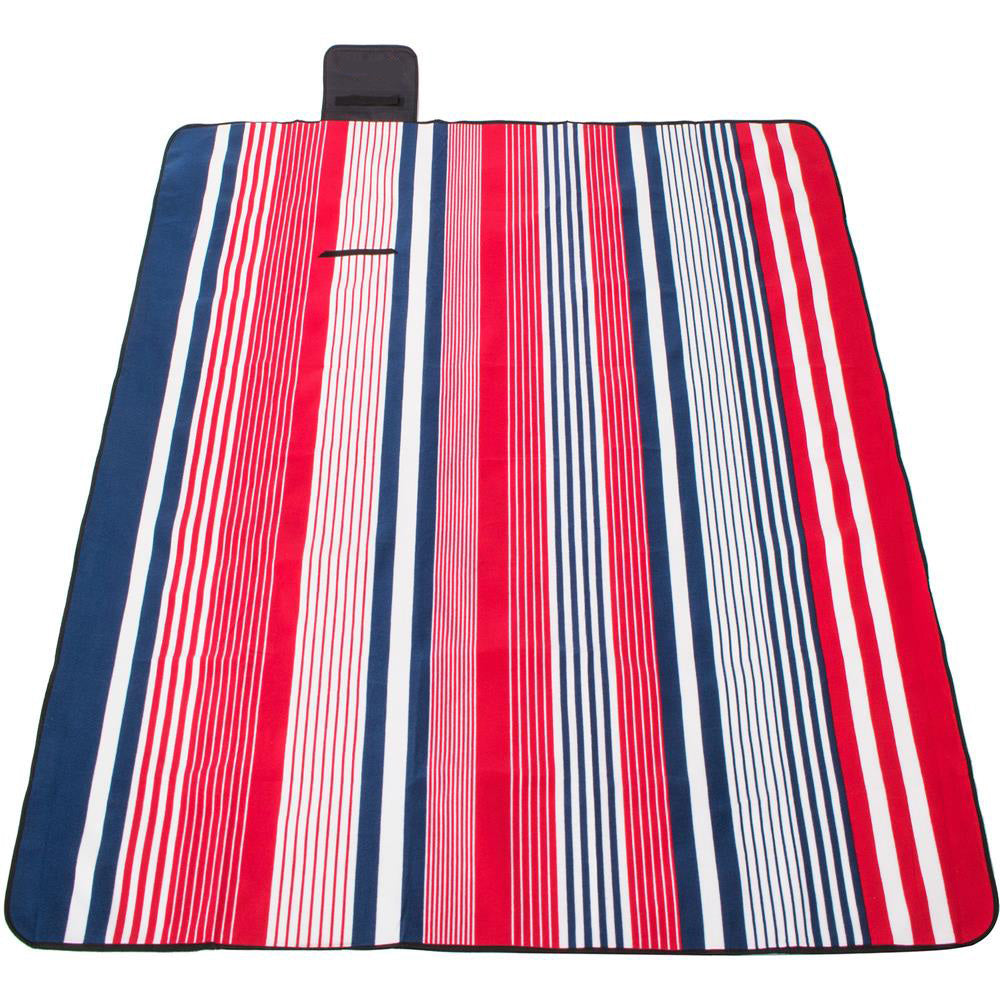 Patura pentru picnic sau plaja, cu folie izolatoare si maner, 200x200cm, albastru rosu