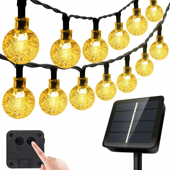 Ghirlanda luminoasa, LED, 100 becuri mici, 10m, incarcare solara, lumina alb cald