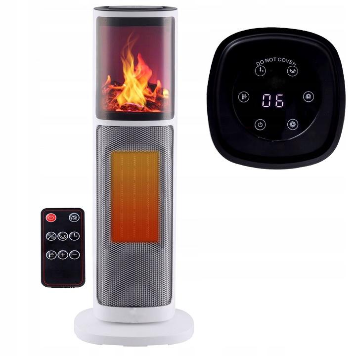 Semineu electric, 2000W, 2 trepte, cu termostat si telecomanda, dispay LED