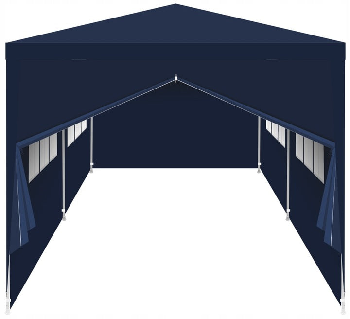 Cort pavilion 6x3m pentru gradina sau evenimente, cu 6 pereti laterali, albastru - 2
