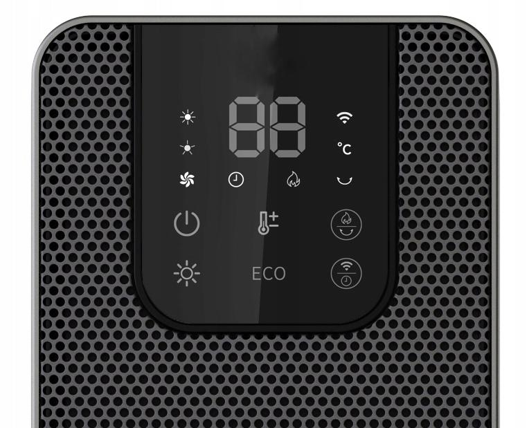 Semineu electric, 2000W, 2 trepte, cu termostat si telecomanda, timer, dispay LED, WiFi