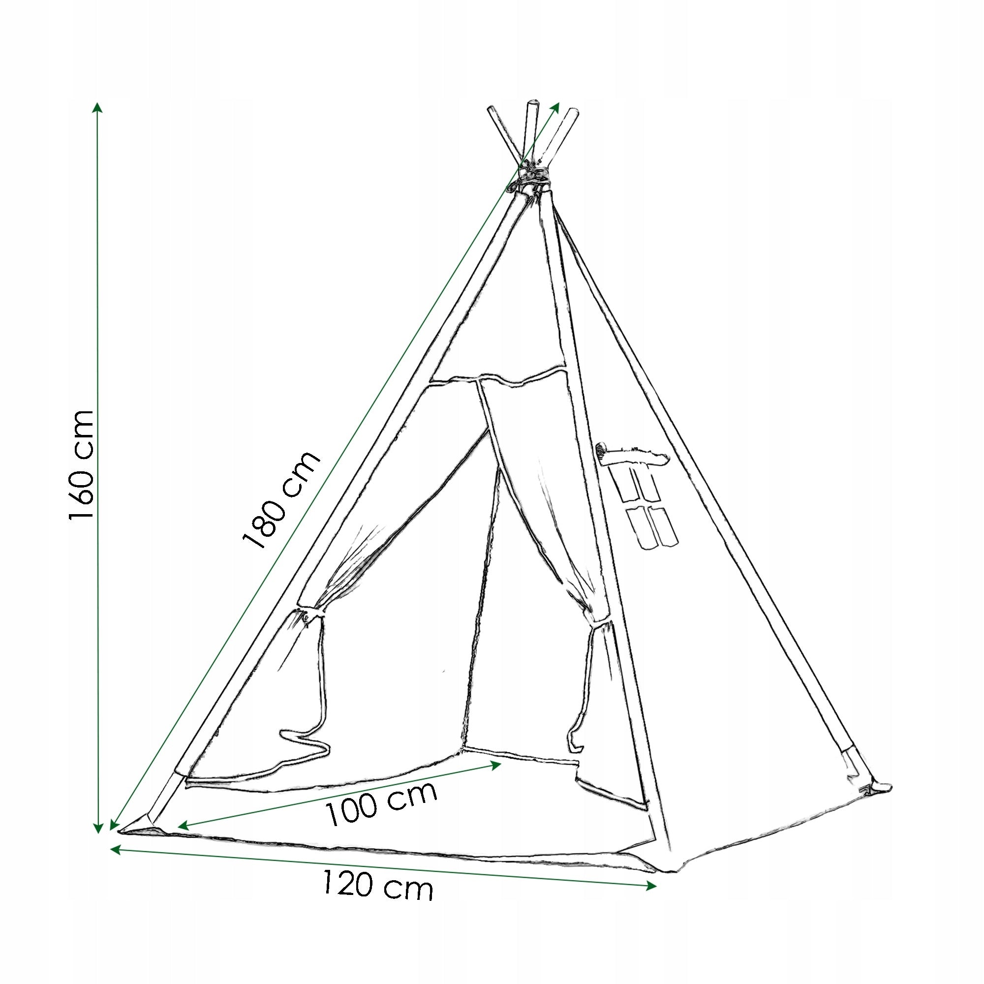 Cort copii Sersimo stil indian Teepee Tent cu fereastra, covoras gros si 2 perne, alb roz cu stelute