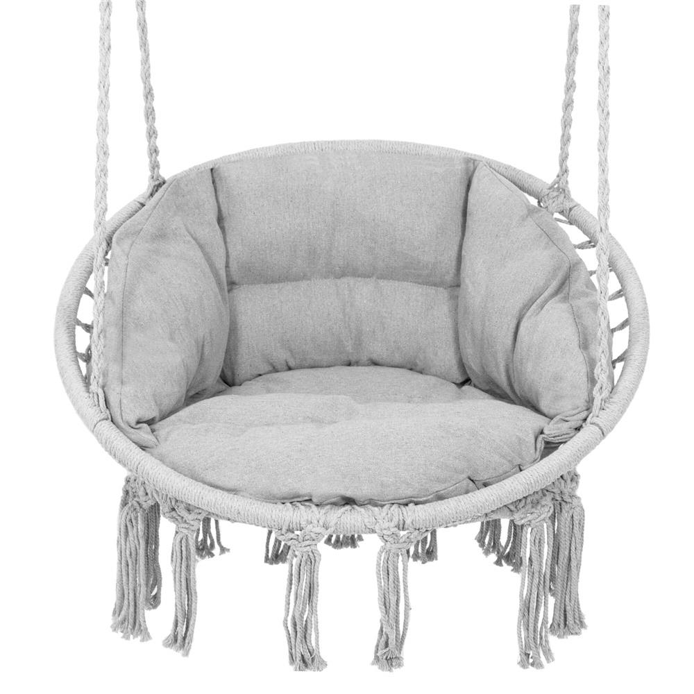 Scaun rotund tip leagan suspendat cu perna Confort Plus casa sau gradina, gri