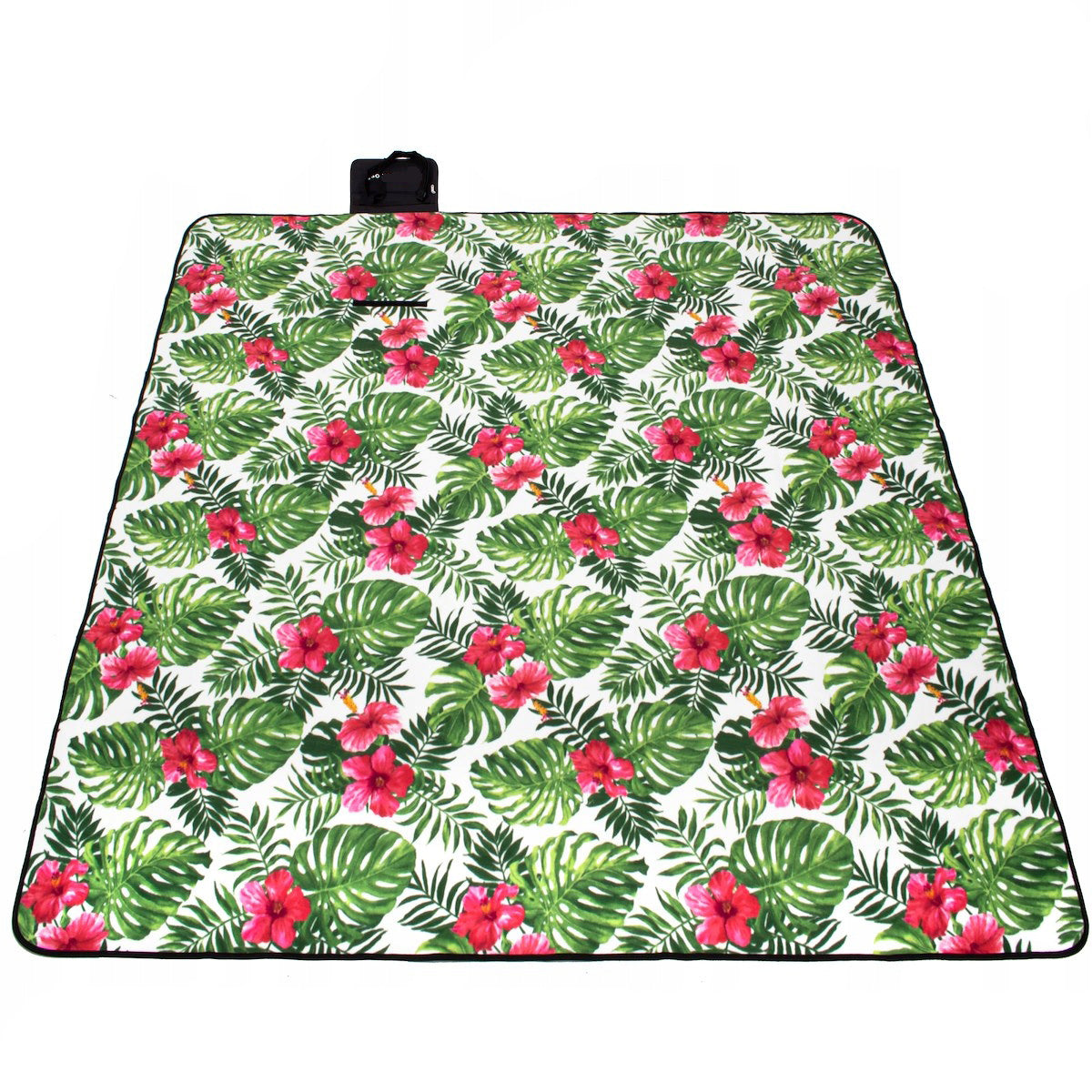 Patura pentru picnic sau plaja, cu folie izolatoare si maner, 200x200cm, floral