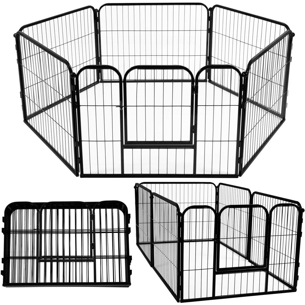 Tarc pentru animale de companie, din fier, forma configurabila, cu usa de acces, 3XL, 165x80x60cm, negru