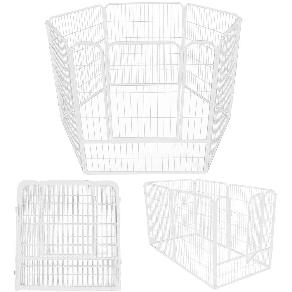 Tarc pentru animale de companie, din fier, forma configurabila, cu usa de acces, 4XL, 184x100x93cm, alb