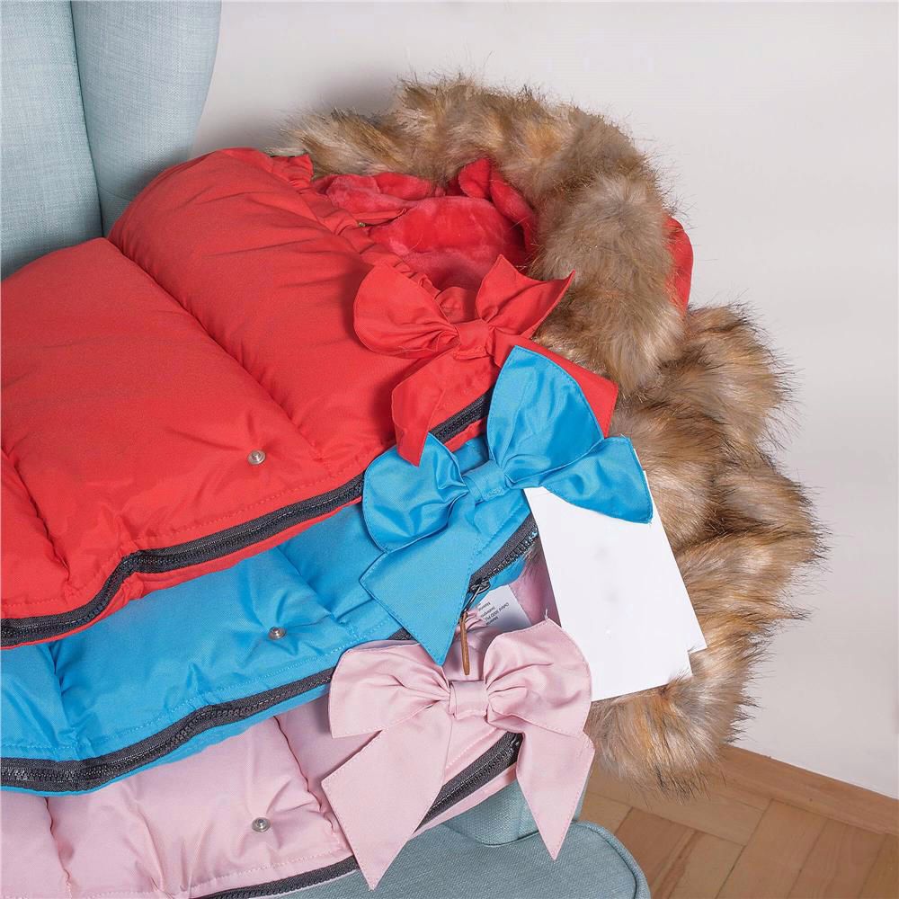 Sac iarna de bebelusi pentru carucior, marime universala, cu gluga, 90x45cm, roz