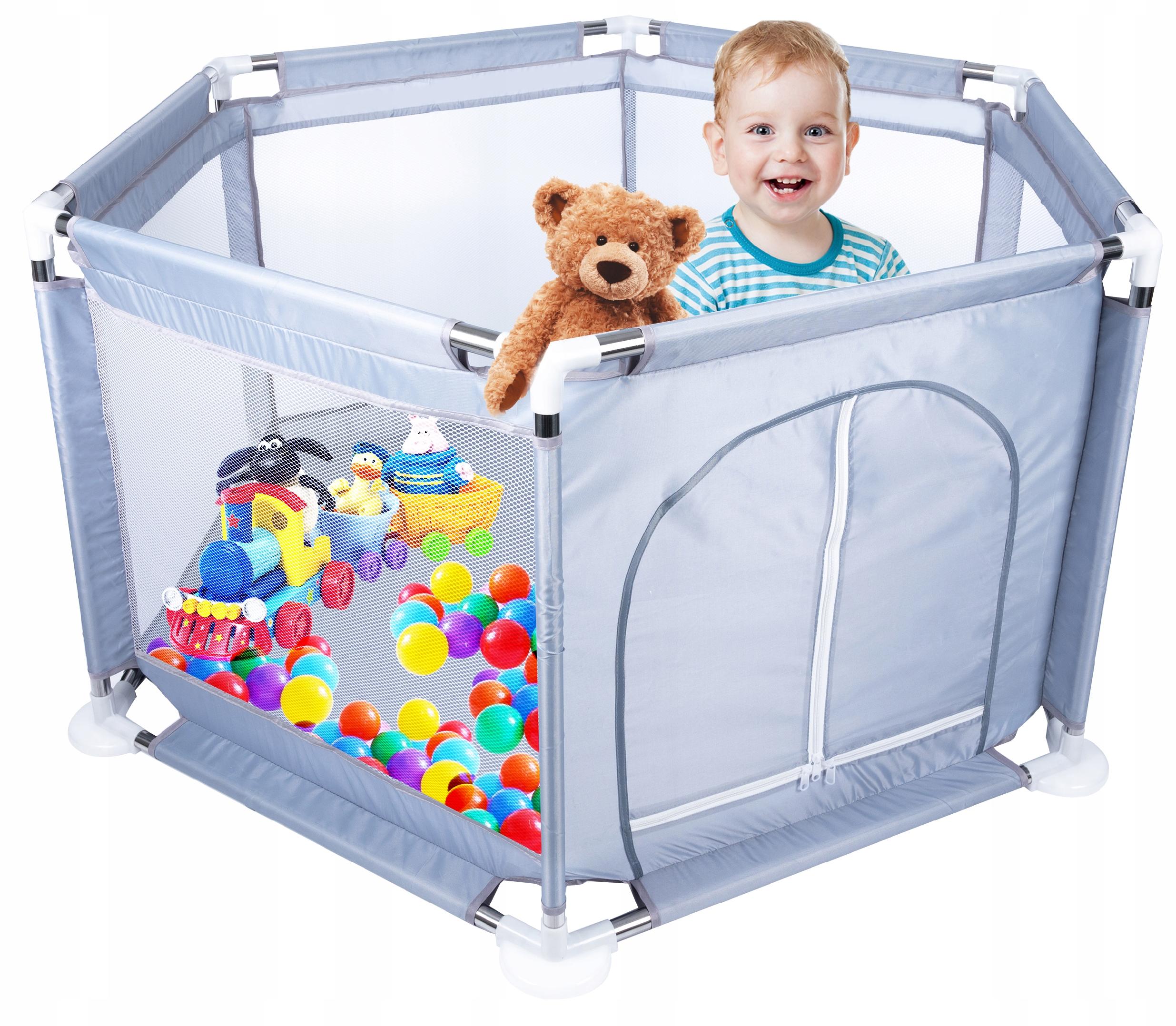 Tarc loc de joaca pentru copii sau bebe, material textil, gri, 130x60cm