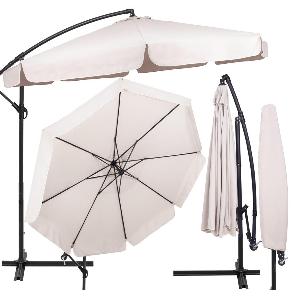 Umbrela de gradina cu brat lateral banana, cu husa, 300cm, bej