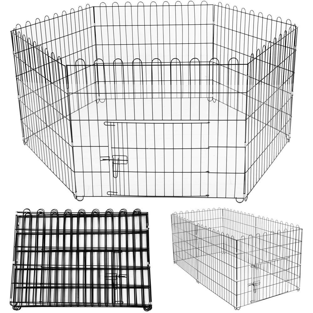 Tarc pentru animale de companie, din fier, forma configurabila, cu usa de acces, 3XL, 165x85x73cm, negru