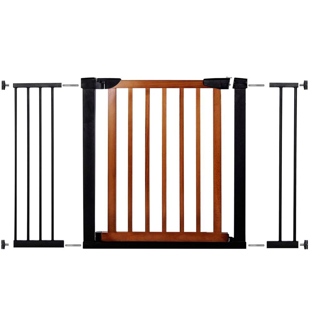 Poarta de siguranta Safety Gate pentru scari, ajustabila 117-124 cm, din otel si lemn, negru maro