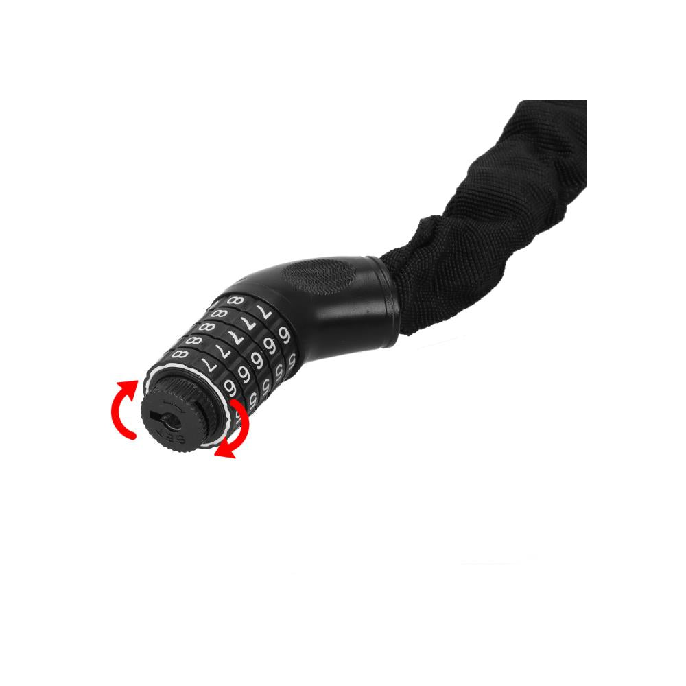 Lant antifurt bicicleta si trotineta, inchidere cifru, lungime 98 cm, Otel, Negru