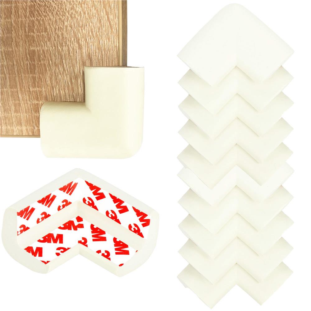 Set 10 protectii colturi pentru siguranta copii, 60x35mm, spuma EPE, crem
