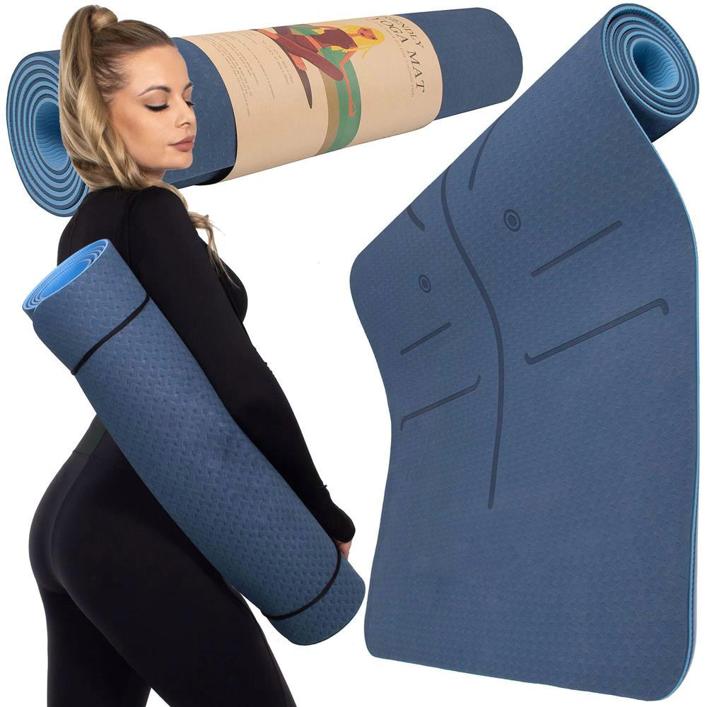 Saltea pentru antrenament, yoga, fitness, aerobic, pilates, exercitii la sol, 183x61cm, albastru