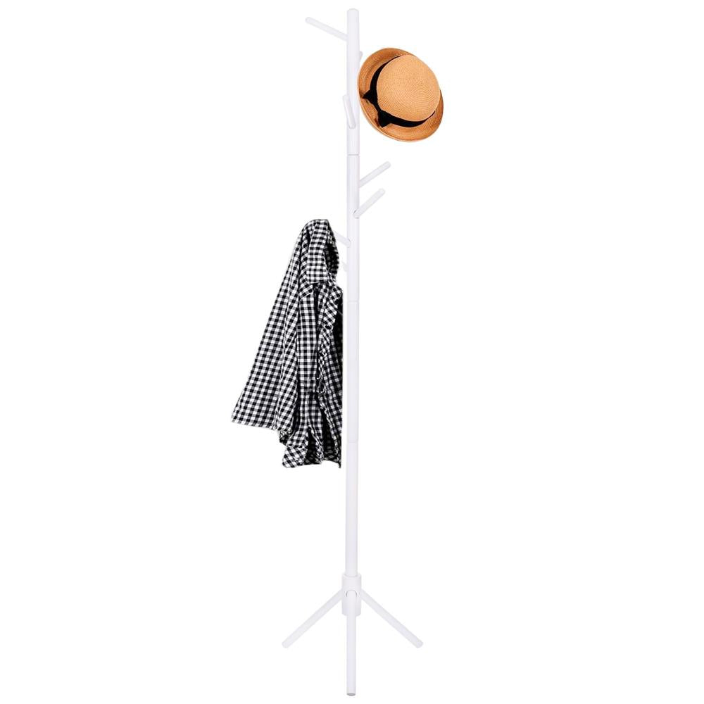 Cuier tip pom din lemn Sersimo, 8 agatatoare, 175cm, alb