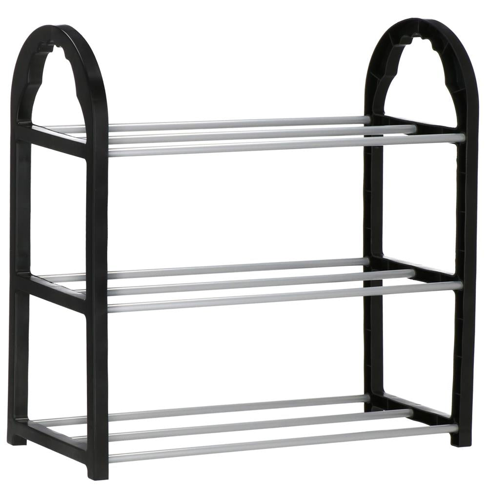 Pantofar PVC si metal, Sersimo cu 3 rafturi, 48x49cm, negru argintiu
