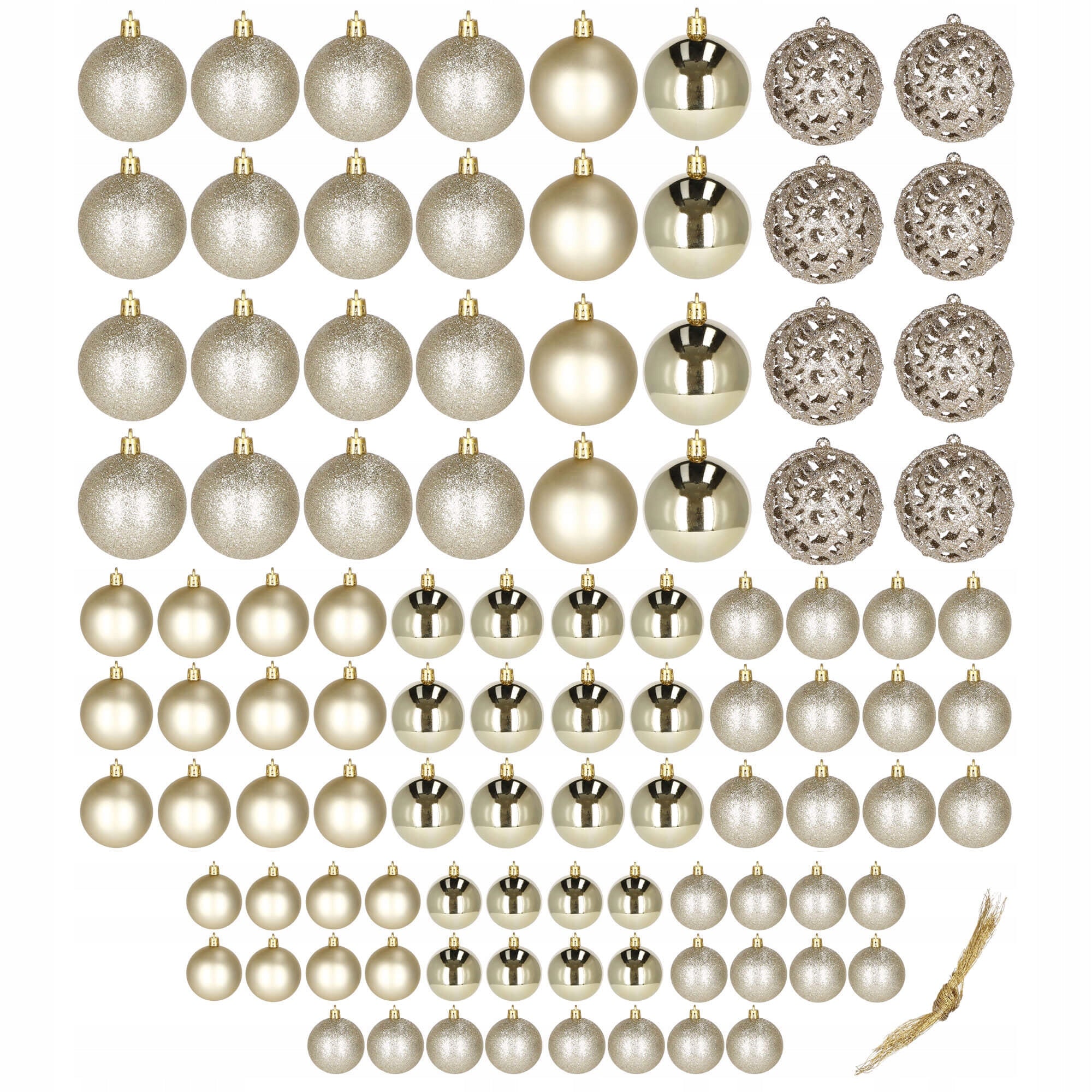 Set globuri de Craciun, 100 bucati, 3-6cm, auriu