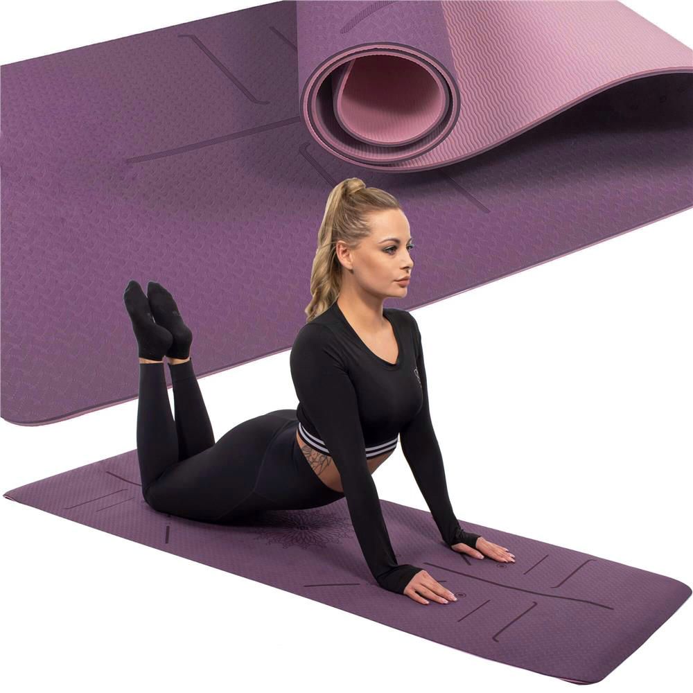 Saltea pentru antrenament, yoga, fitness, aerobic, pilates, exercitii la sol, 183x61cm, violet
