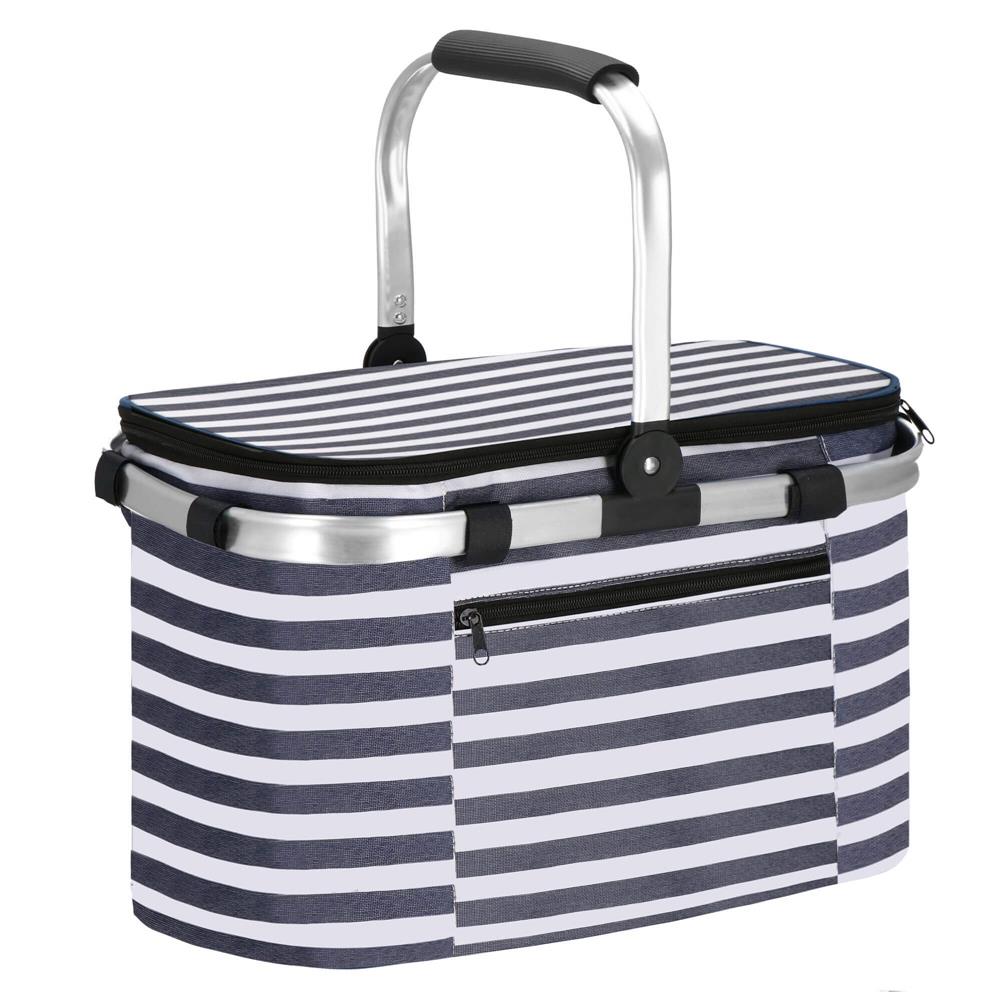 Geanta pentru picnic sau plaja, termoizolanta, 28 litri, alb albastru