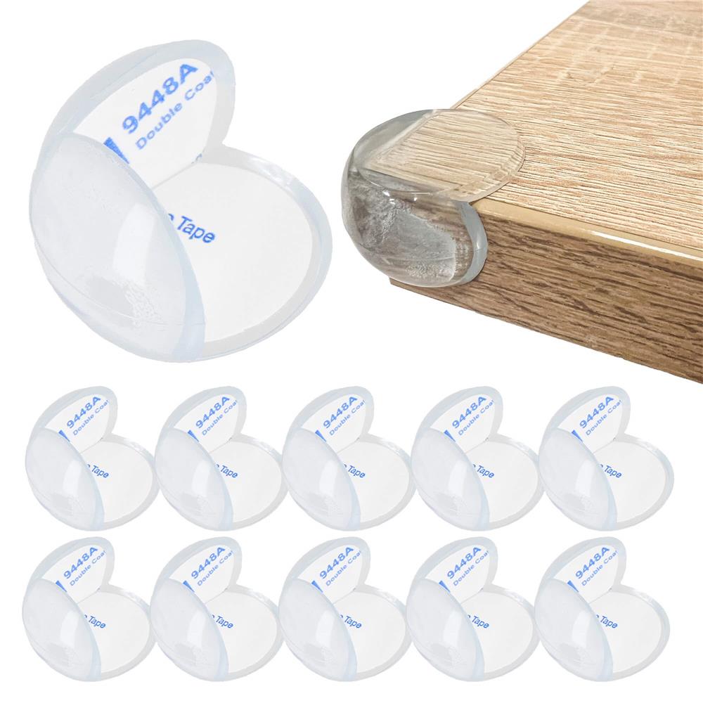 Set 10 protectii colturi pentru siguranta copii, drepte, 40x20mm, silicon, transparent