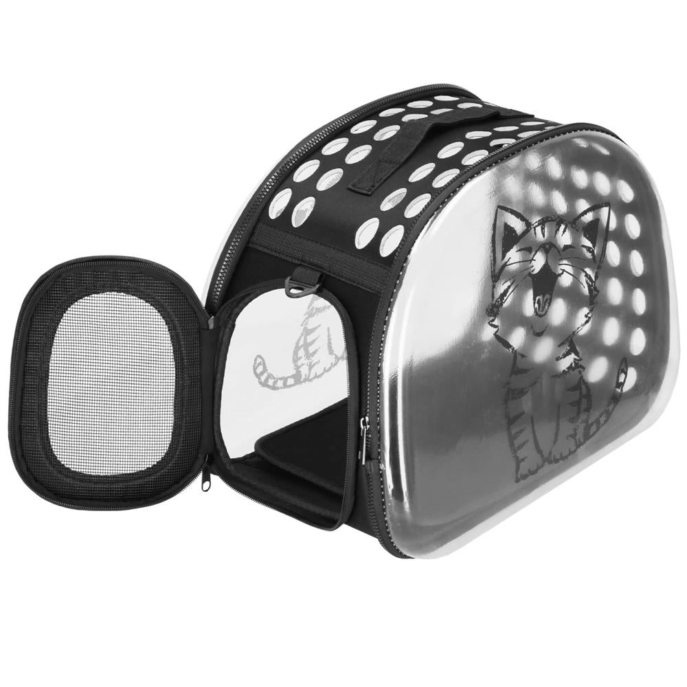 Geanta pentru transport animale de companie pisica sau catel, M, 42x26x32 cm, transparent - 2
