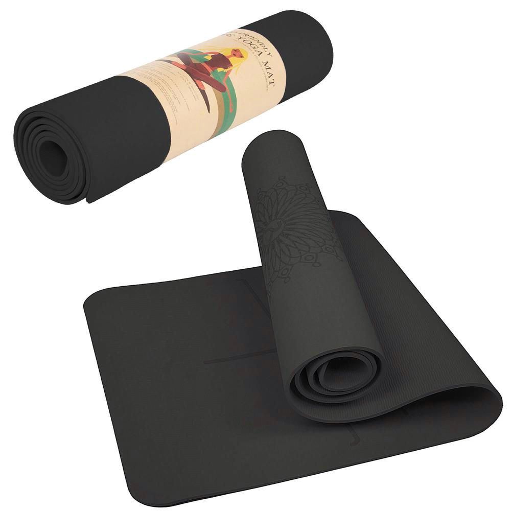 Saltea pentru antrenament, yoga, fitness, aerobic, pilates, exercitii la sol, 183x61cm, negru