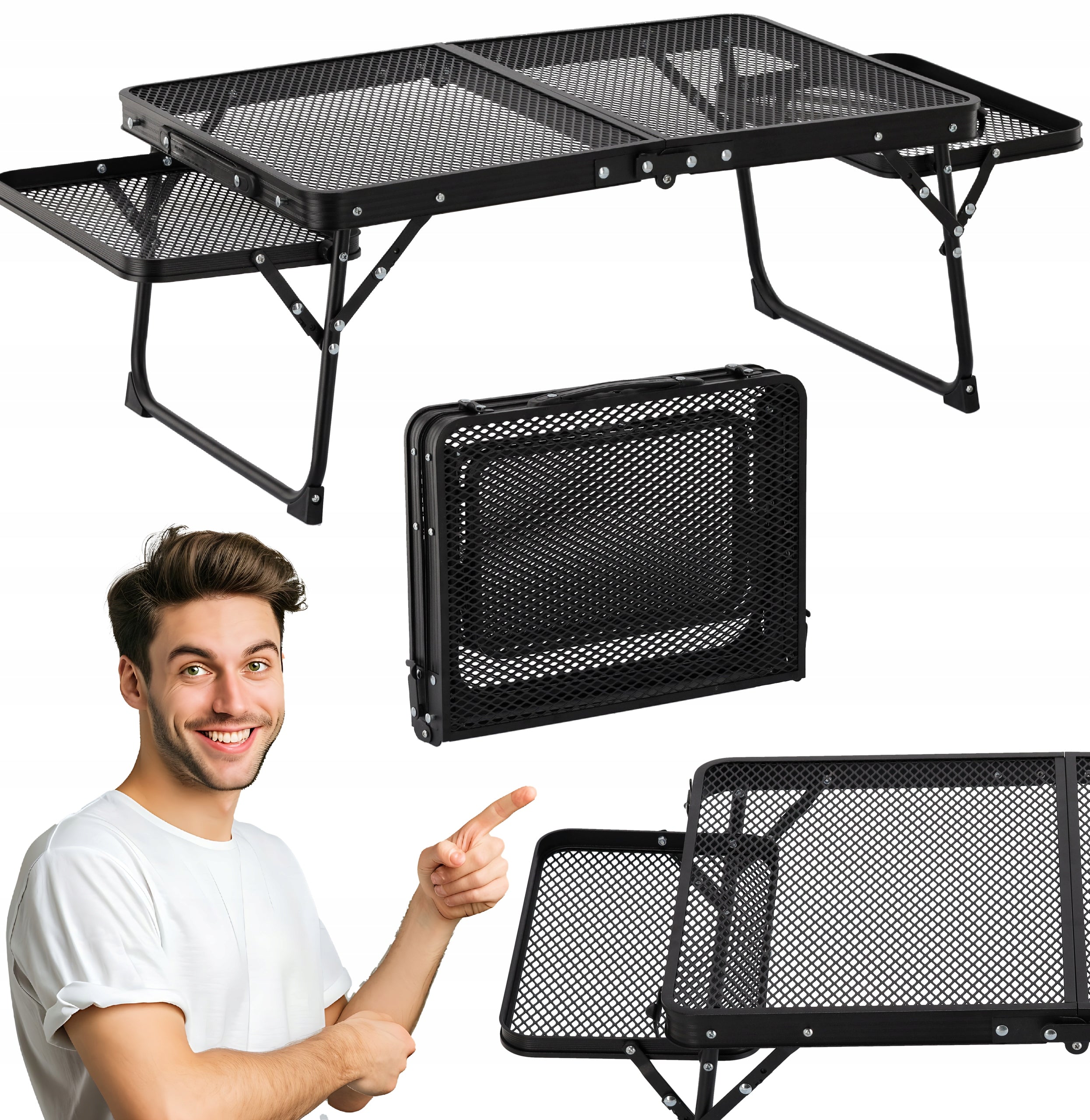 Masa pliabila metalica pentru gradina, plaja sau picnic, 60x42x30cm