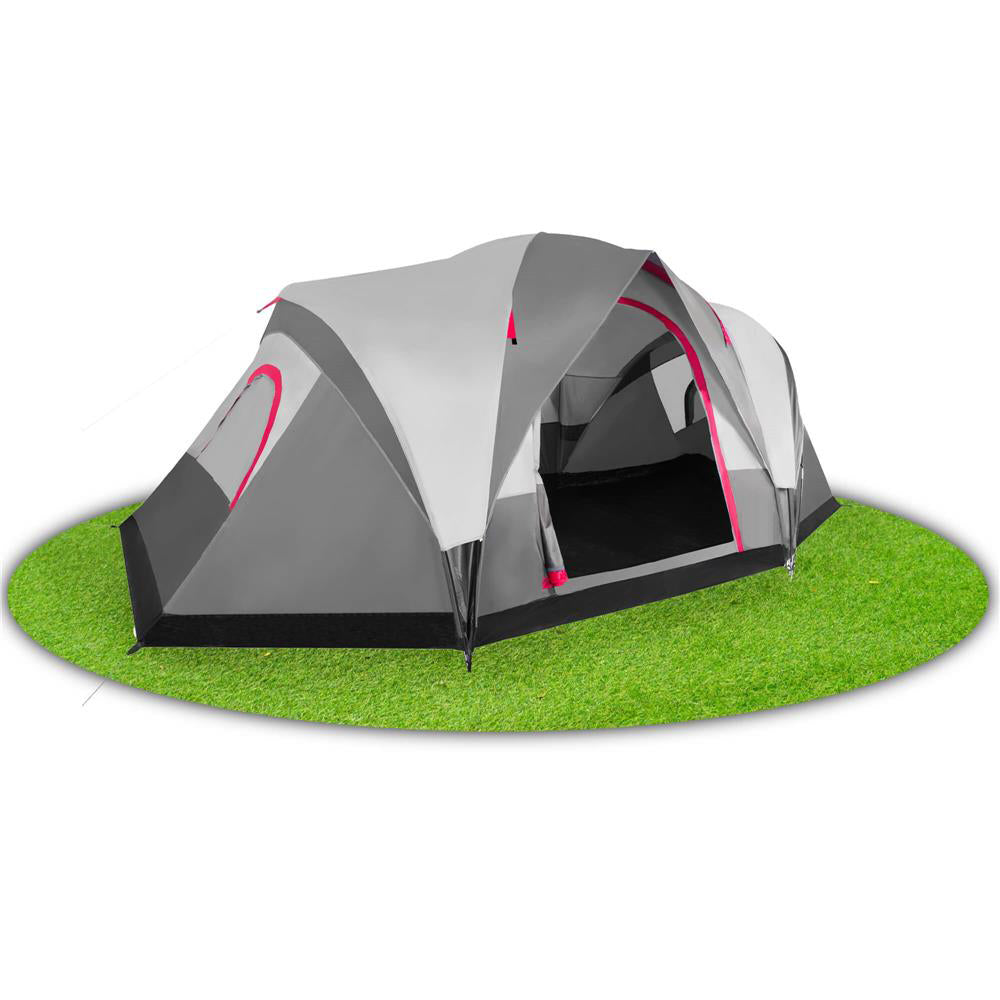 Cort camping, impemeabil, protectie UV, 6 locuri, 215x450x180cm, gri