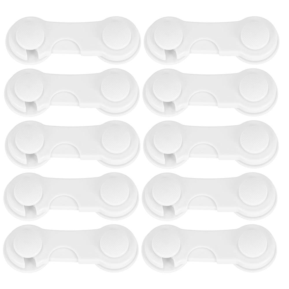 Set 10 sigurante blocator sertare si usi, plastic rezistent, fixe, 9.5 cm, alb