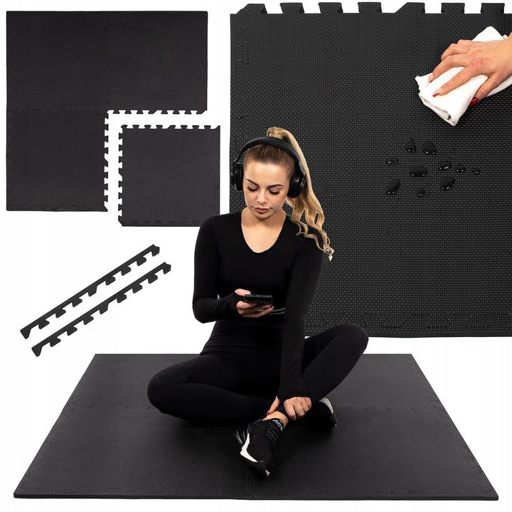 Set covoras de protectie saltea de antrenament, tip puzzle, 4 bucati de 60x60cm, 20mm