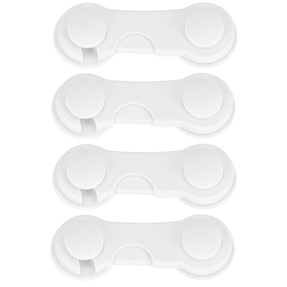 Set 4 sigurante blocator sertare si usi, plastic rezistent, fixe, 9.5 cm, alb